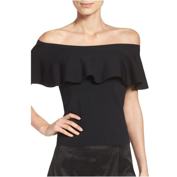 Eliza J Tops - ELIZA J Ruffle Top in Black ​